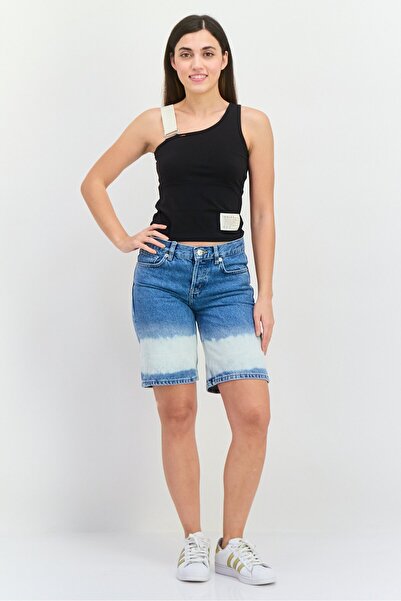 Tribe of 6 Women Asymmetric Neck Sleeveless Brand Logo Tank Top, Black