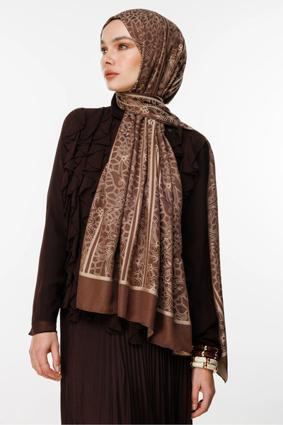 Mooncorn Σάλι διπλής όψης Lavin Pattern Bitter καφέ-μπεζ