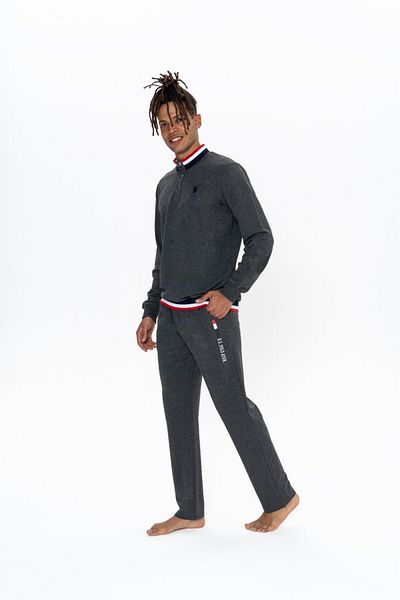 U.S. Polo Assn. Us Polo 2 νήματα, γιακάς με κουμπιά, Uzunkol, μανίκια με μανσέτες, ανδρικό σετ πιτζάμα
