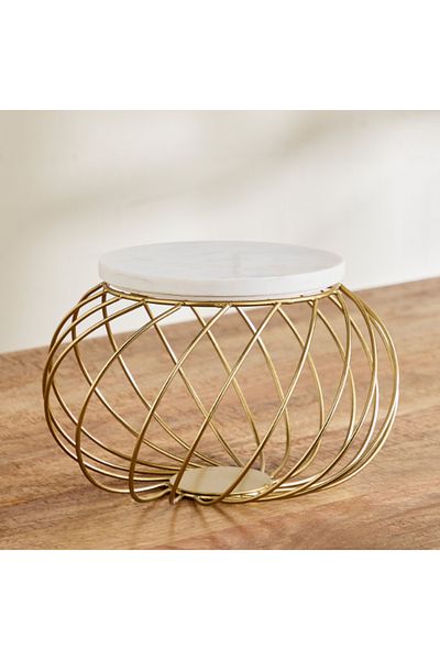 Home Box Willow Marble Cake Stand with Metal Stand 30x30x19.5 cm