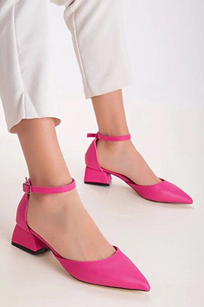 Satenora Ivory Pembe Kısa Topuklu Ayakkabı