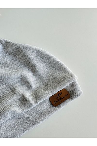 bioaksesuar Gray Knotted Boy Girl Baby Kids Luxury Combed Cotton Beanie Hat