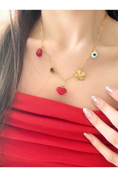 Venus Design Murano cam kalp-nar şans kolye