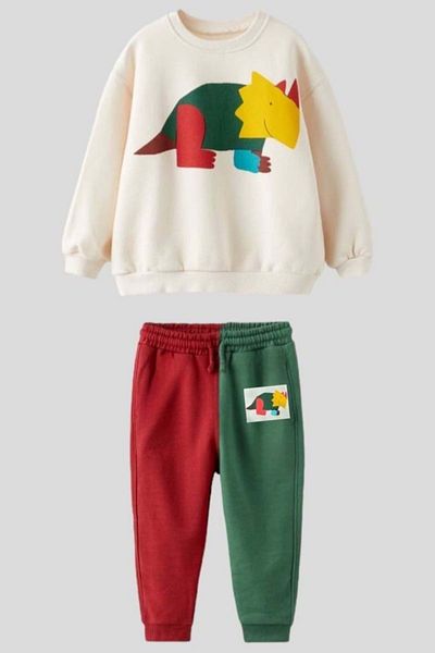 Waka Waka Boy's Tracksuit Set - Dinosaur Printed, Double Color