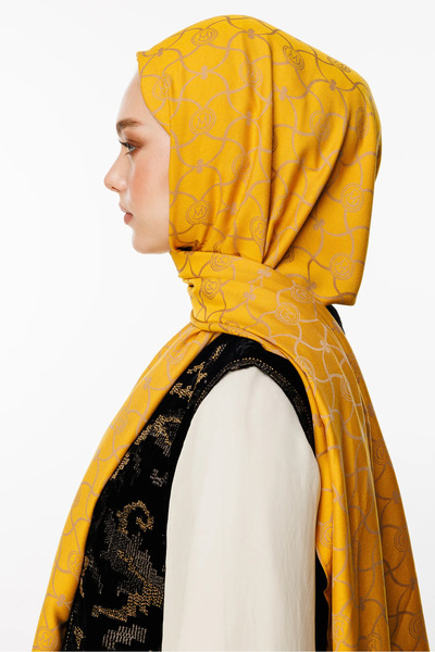 Mooncorn Marrakech Pattern Reversible Shawl Mink-Mustard