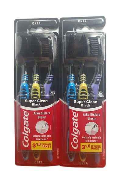 Colgate Super Clean Black 3 Pack Economic Pack Toothbrush X 2 Pieces
