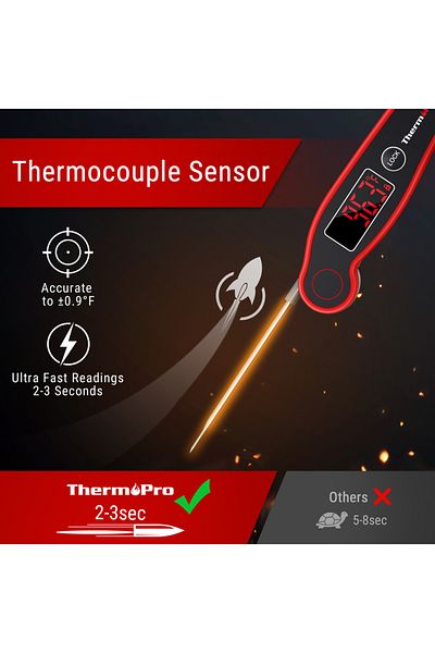 Choice ميزان حرارة اللحوم الرقمي Thermopro TP19 سريع القراءة مقاوم للماء بشاشة LED مضادة للميكروبات للشواء...
