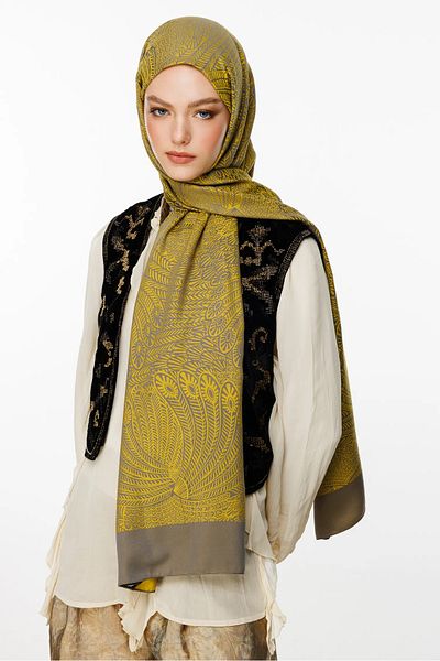 Mooncorn Mayra Pattern Shawl, Reversible and Mustard - Dark Gray