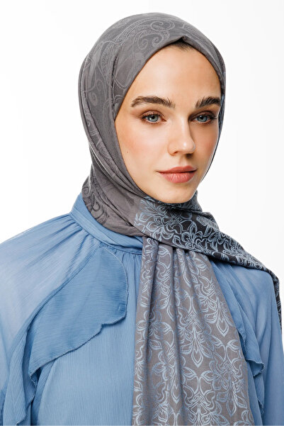 Mooncorn Nora Pattern Double Sided Shawl Dark Gray-Light Blue