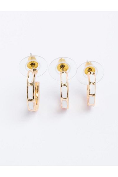 Jimmy Key White Elegant Triple Earrings Set