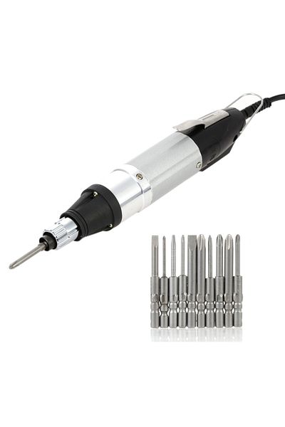 Choice Silver Ac110v-220v High Quality Dc Powered Electric Screwdriver With 10pcs Bits Stepless Speed Regul