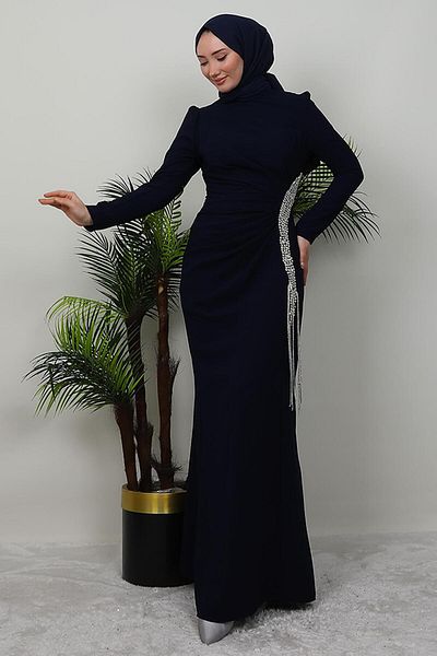 GİZ AGİYİM Φόρεμα με φούντα Navy Blue