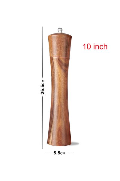FLYMUYU 10 inch 1Pcs FLYMUYU Salt and Pepper Grinder Acacia Wooden Spice Pepper Mill with Strong Adjustable