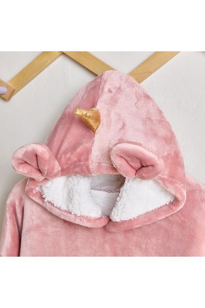 Home Box رداء حمام فلانل بغطاء رأس من Flutterby Unicorn مقاس 63×75 سم