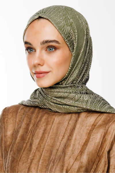 Mooncorn Mayra Pattern Double Sided Shawl Khaki-Salmon