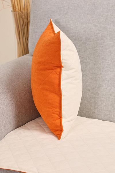 Aisha's Design غطاء وسادة مبطن مزدوج اللون مقاس 45 × 45 K-448