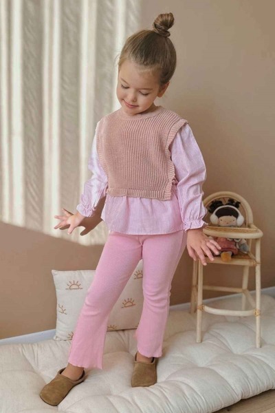 wakawakakidsstore Set cămașă, tricotaje și dresuri împletite pentru fete