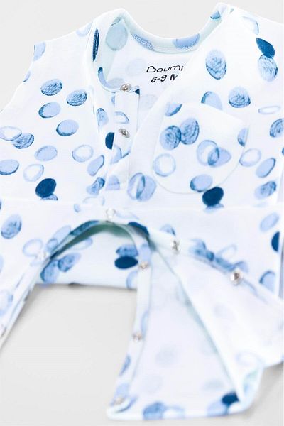Boumini Sleeveless Long Legged Snap Fastener Baby Jumpsuit Rounds Blue
