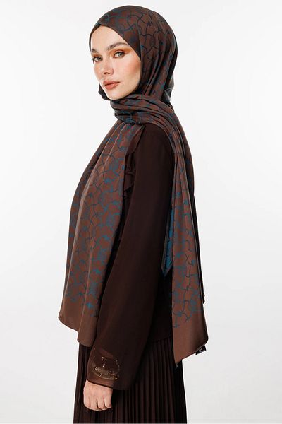 Mooncorn Şal reversibil cu model Marrakech Bitter Brown-Petrol Blue