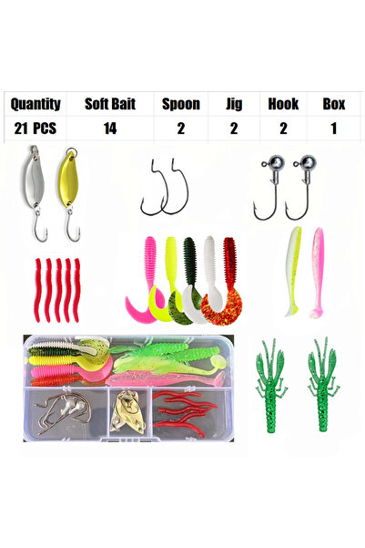 Choice 21PCS Fishing Lure Set 18/21/59/142/83/133pcs Mixed VIB Lure Kit Soft ...