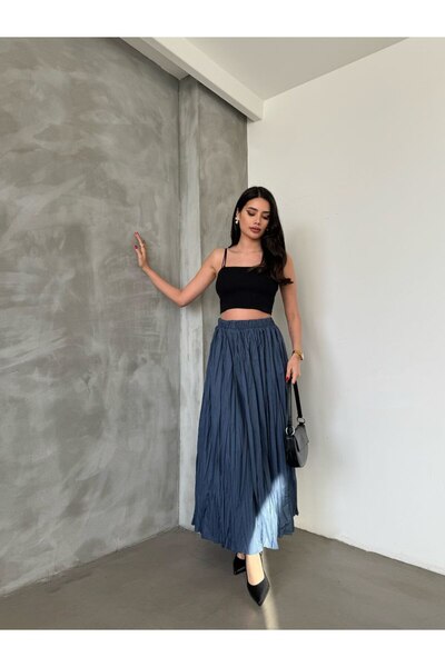 ZF BUTİK Довга спідниця-кльош - розкльошена зі зморшкуватою гумкою на талії