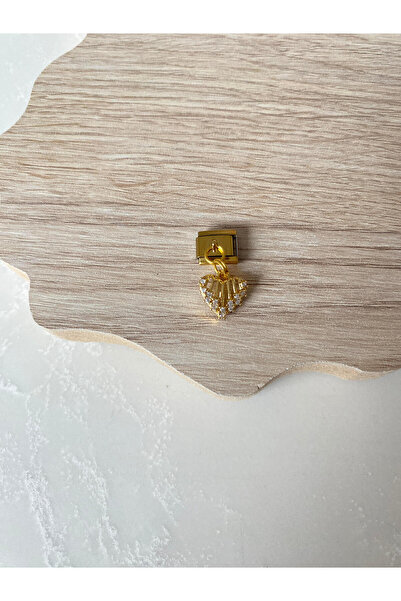 kubotique Paslanmaz Çelik Sallantılı Gold Zirkon Taşlı Kalp Italyan Bileklik ...