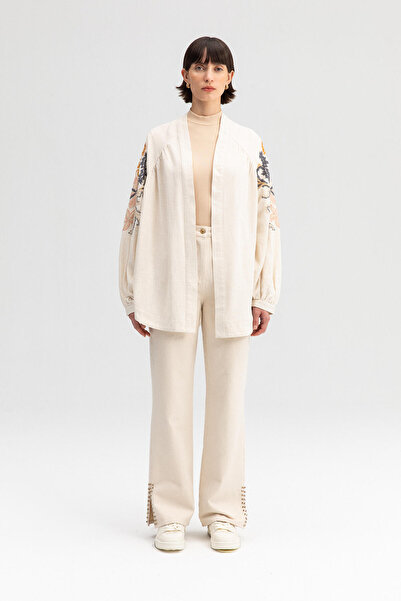 Touché Privé Embroidered Linen Kimono Jacket