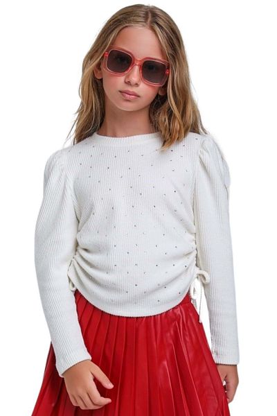 Waka Waka Stone Printed Side Gathered Girl's Sweat