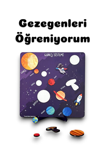 Karter İnovasyon Ahsap Günes Sistemi Gezegenler Egitici Oyuncak Bul Tak Tak C...