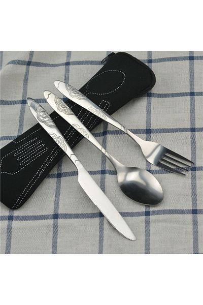 Choice 1 Picnic Set Tableware Washable with Zipper Travel Cutlery Kit Case Portable Pouch for Dinner House.