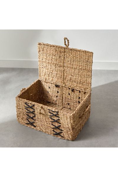 Home Box Naturaloom Stitch Rectangular Trunk with Iron Frame Inside 50x34x25 cm
