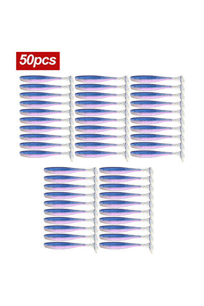 Choice 50 قطعة من طُعم الصيد الناعم الصغير، طُعم دودة ذيل حرف T، طُعم صناعي من السيليكون، أدوات صيد سمك البايك