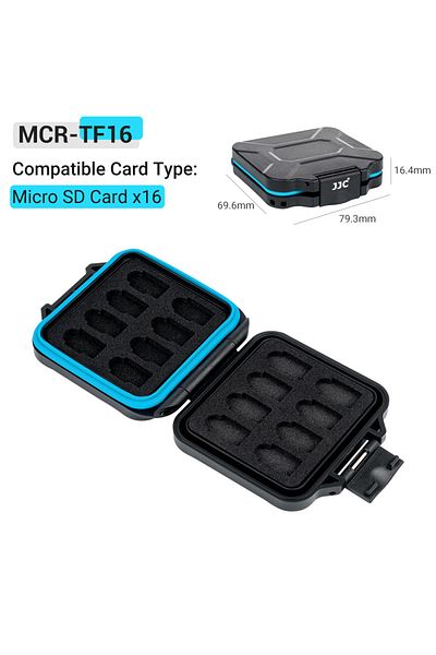 JJC MCR-TF16 JJC 16 Slots Micro SD Card Case Storage Box Soft Foam MicroSD Card Holder Waterproof Memory