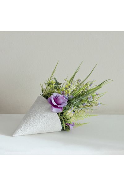 Home Box Caven Rose Arrangement in Conical Shape Metal Planter with Stand 15x15x34 cm
