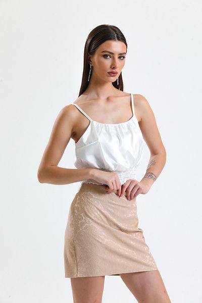 Sense Fusta mini jacquard_etk32609 Bej