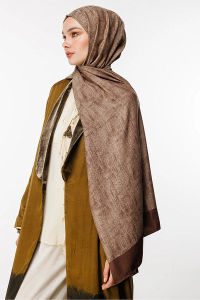 Mooncorn Σάλι διπλής όψης με μοτίβο Sahara Bitter Brown-Beige Textile
