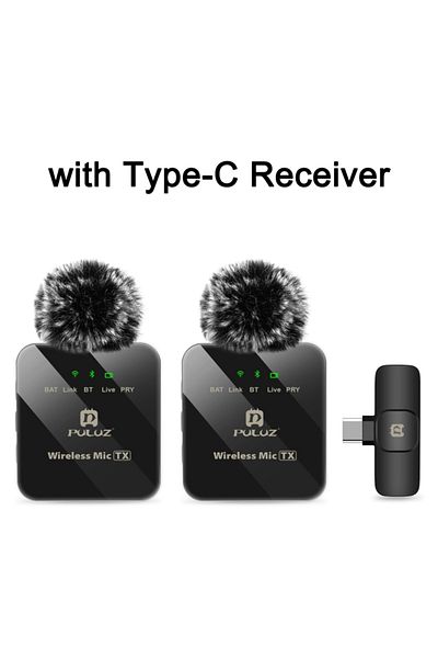 PULUZ Type-C Receiver PULUZ Wireless Lavalier Microphone for iPhone / iPad / Type-C Phone, 8-Pin / Type-C