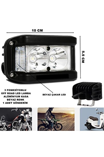 midline Lampă LED Off Road cu lumină stroboscopică albă și LED alb fix, 3 fun...
