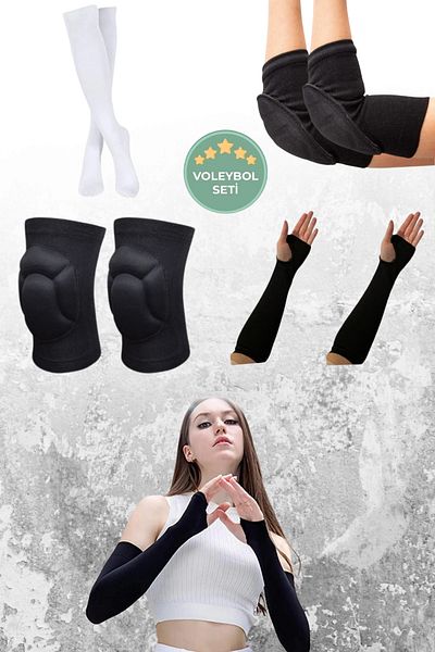 Sirius Sportswear Volleyball Knee Pad and Sleeve Set & Volleyball Heelless White Socks