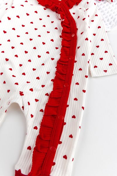 Babymod Baby Girl Romper Set with Heart Ruffle Bandana