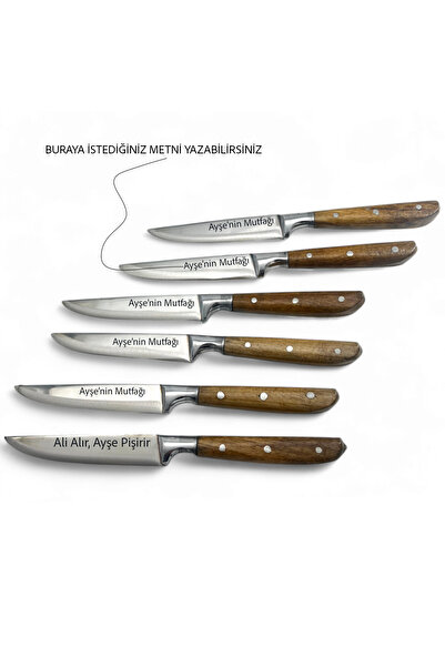 ATAK Meyve Bıçağı Seti Otantik, Ağaç Saplı, Kişiye Özelleştirilebilir, Yazı, ...