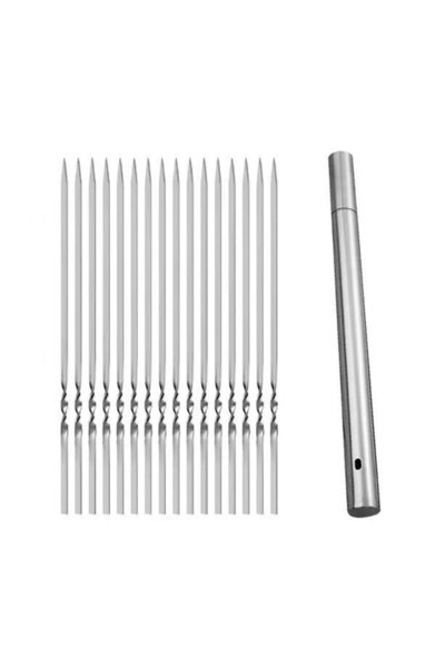 Choice 20 قطعة 20 قطعة أسياخ شواء قابلة لإعادة الاستخدام أسياخ شواء معدنية مسطحة دوارة للحديقة والفناء والبار