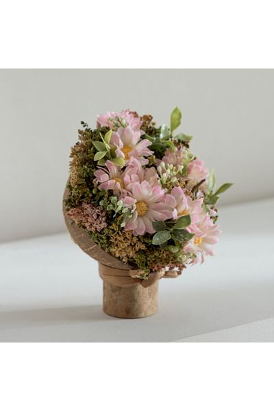 Home Box Caven Daisy Arrangement with Coconut Shell Stand Planter 15x15x18 cm