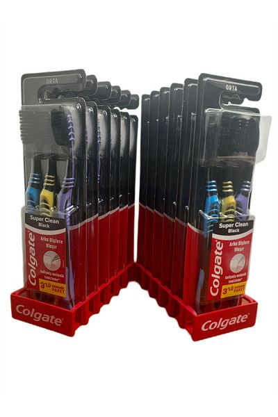 Colgate Super Clean Black 3 Pack Economic Pack Toothbrush X 12 Pieces