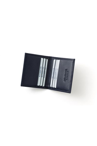 HELMBROOK Colin Men's Navy Blue Leather Pocket Design Multi-Compartment Rfid Protection Wallet