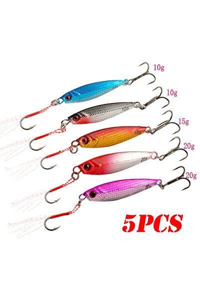 Choice مجموعة من 5 قطع من طُعم الصيد المعدني 10 جرام و15 جرام و20 جرام ملعقة ...