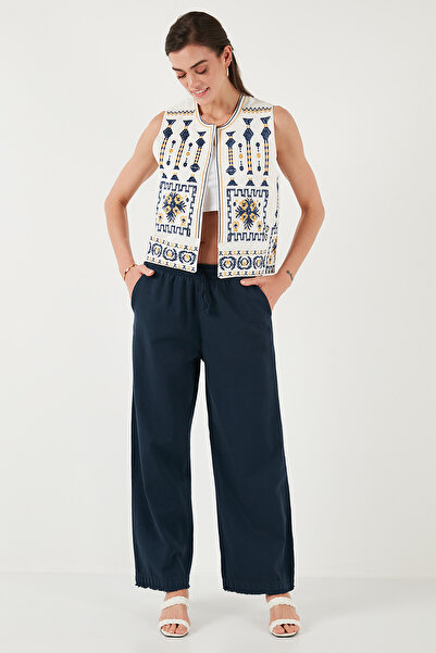 Lela Штани з високою талією, кишенями та широкими штанинами з бавовни, регулярного крою - 668yp4