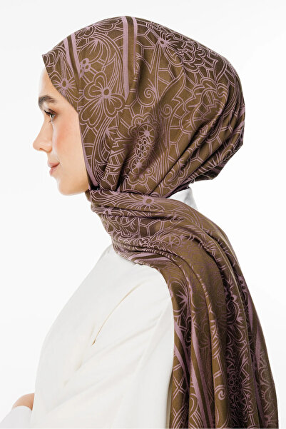 Mooncorn Σάλι διπλής όψης Lavin Pattern Σκούρο Χακί-Σκούρο Ξηρό Τριαντάφυλλο