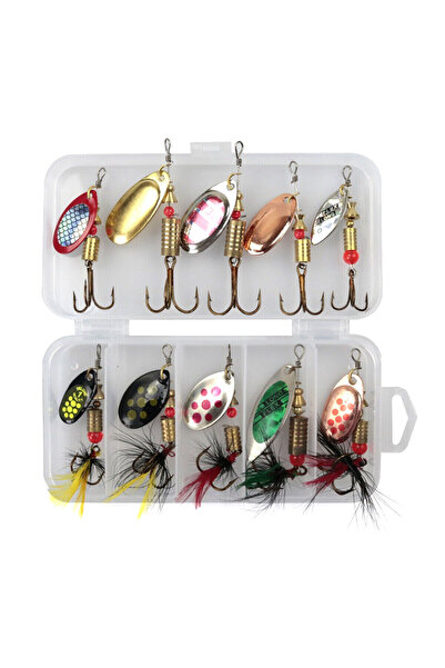 Choice مجموعة من 10 قطع من طُعم ملعقة معدنية دوارة بوزن من 2 إلى 8 جرام و3.5 ...