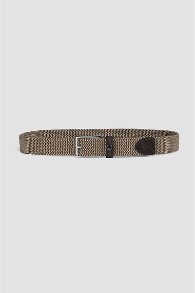 PAUL&SHARK Men's Micro Woven Design Flexible Fabric Brown Belt 25416007 -W37